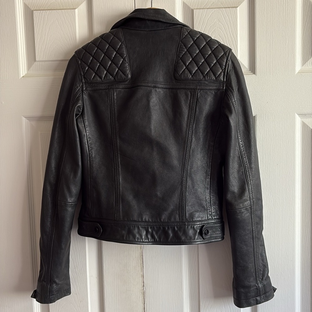 All Saints Conroy Sheep Leather Biker Jacket - Picture 12 of 14